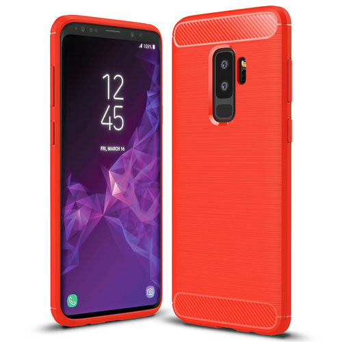 Flexi Slim Carbon Fibre Case for Samsung Galaxy S9+ (Brushed Red)